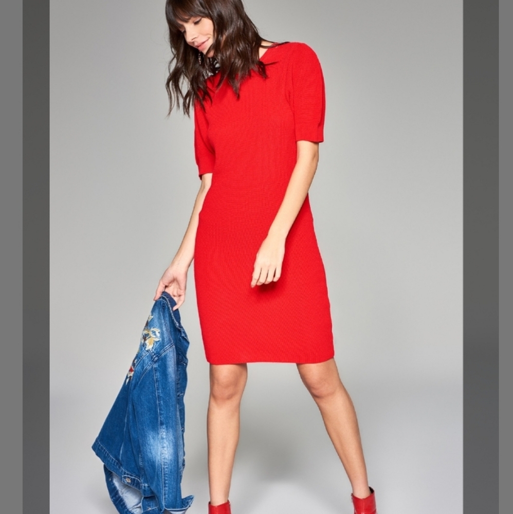 Red Knit Dress, %100 Acrylic, Size Large